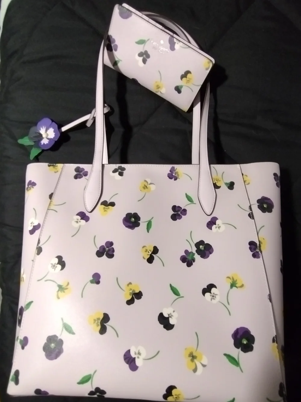 kate spade Lavender Pansy Floral Tote Bag With Matching Wallet